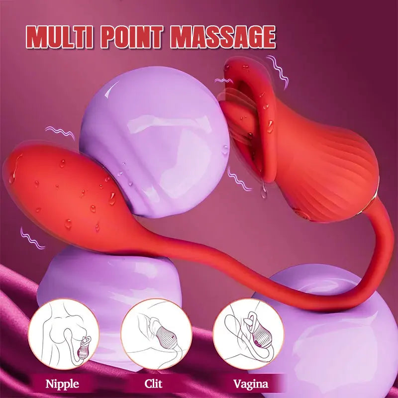 2-in-1 Double Vibration Bullet Tongue Vibrator
