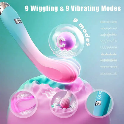 Female G-spot vibrator with 9 wiggling vibration modes