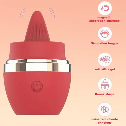 2-in-1 Rose Clitoral G-spot Licking Vibrator