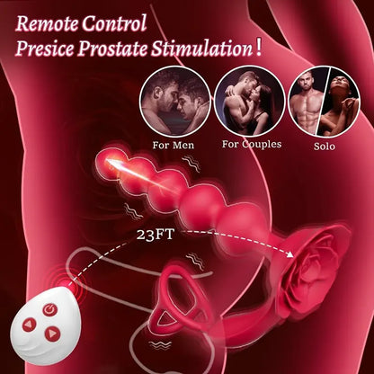 Rose Prostate Vibrator with Remote