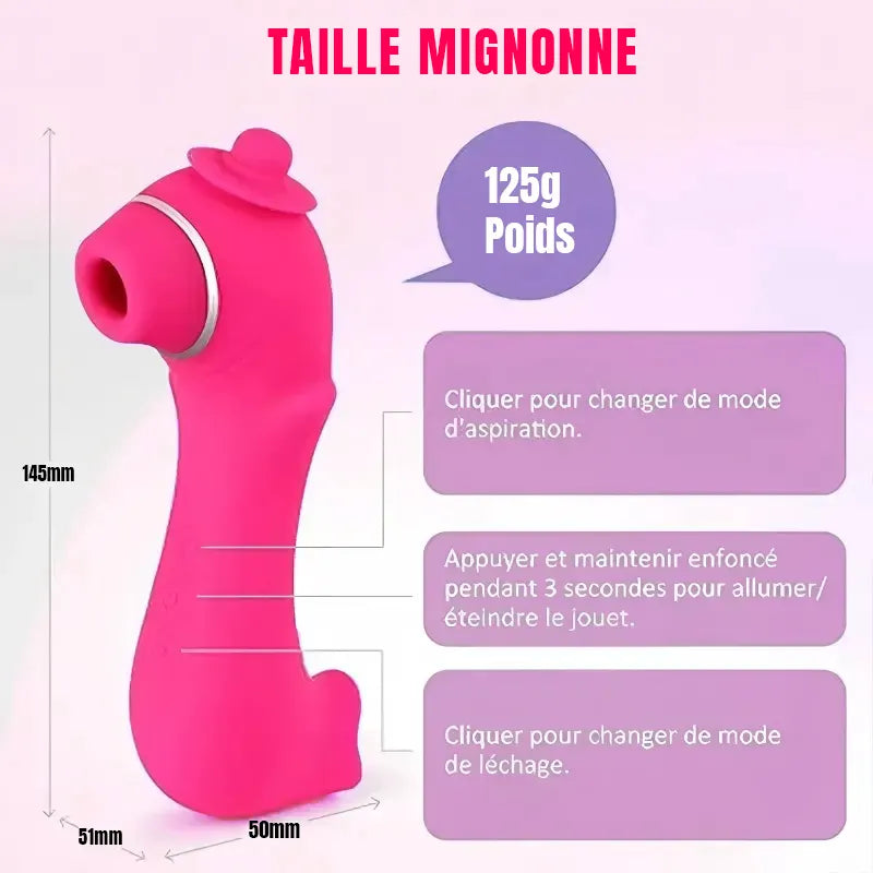 Pink worm-shaped sucking vibrator
