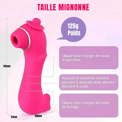 Pink worm-shaped sucking vibrator