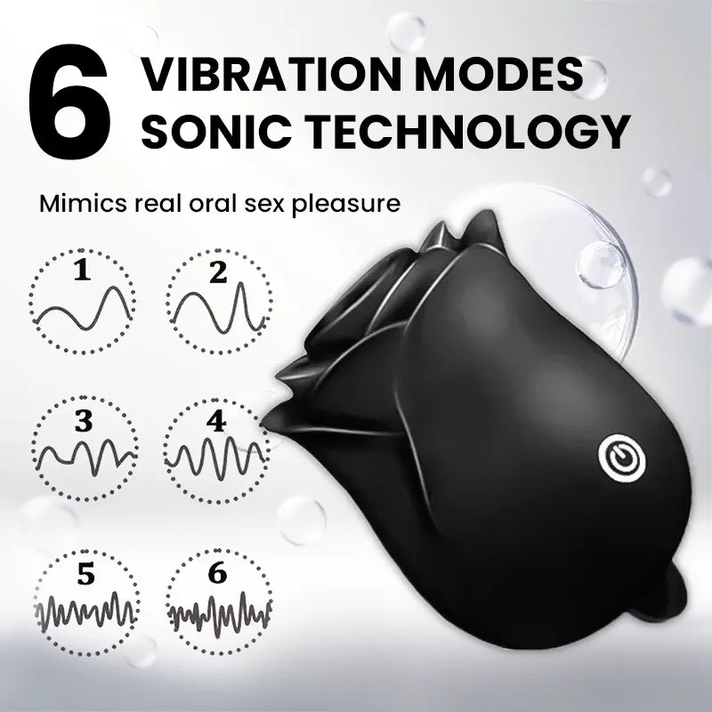 Rose Vibrator Toy with Tongue Clitoral Licking