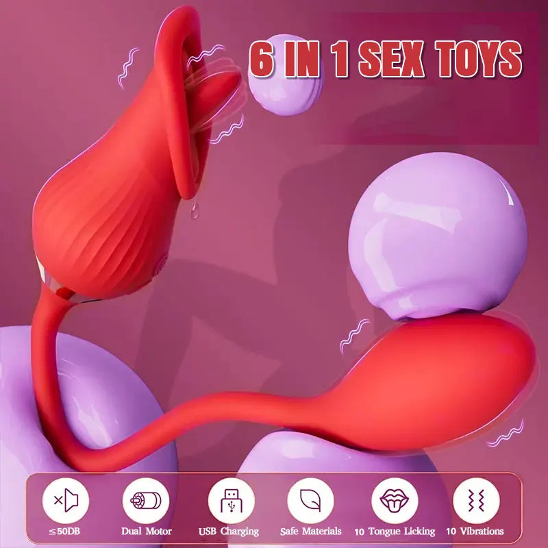 2-in-1 Double Vibration Bullet Tongue Vibrator