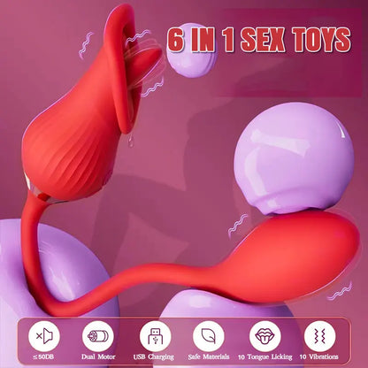 2-in-1 Double Vibration Bullet Tongue Vibrator