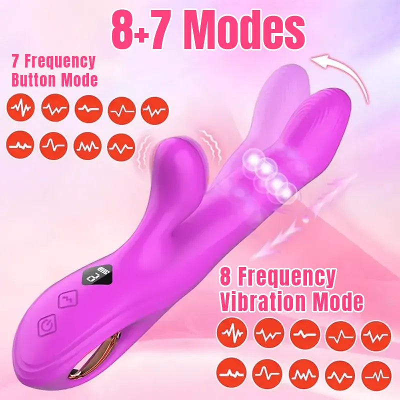 3-in-1 portable rabbit vibrator, cute purple appearance