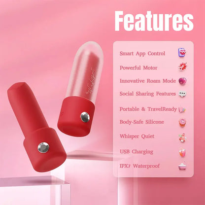 Discreet Lipstick-Style Mini Vibrator with App Remote Control