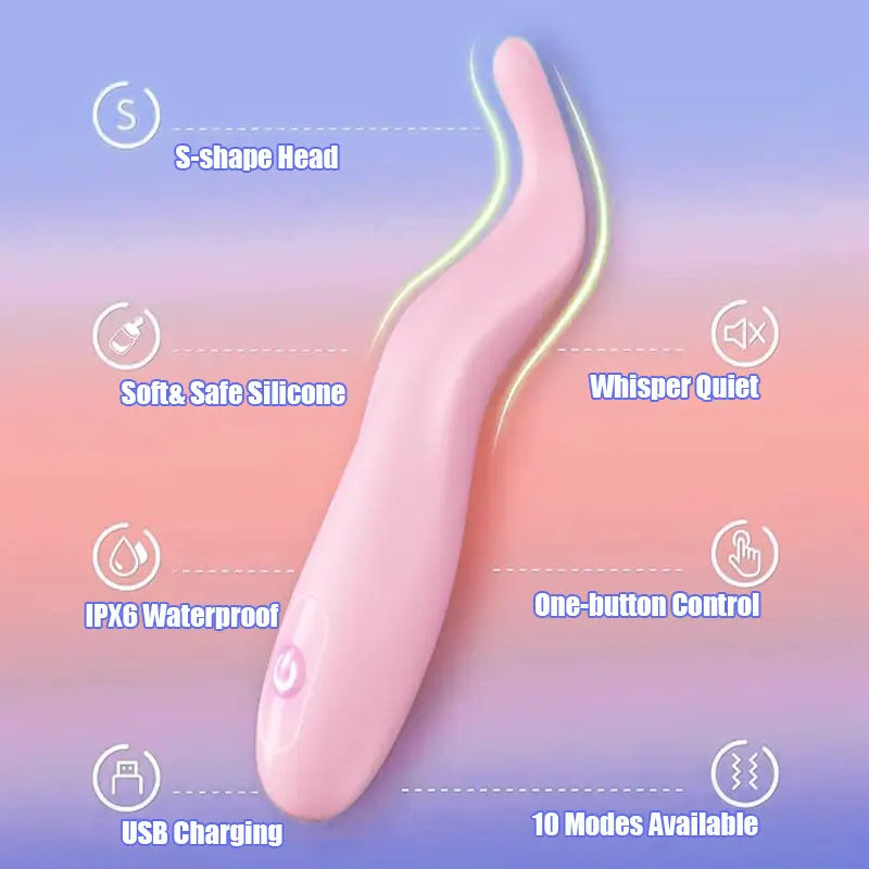 S-shaped precision head pink g-spot vibrator