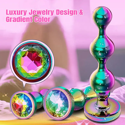 3-Piece Blue Gem Metal Anal Plug Set