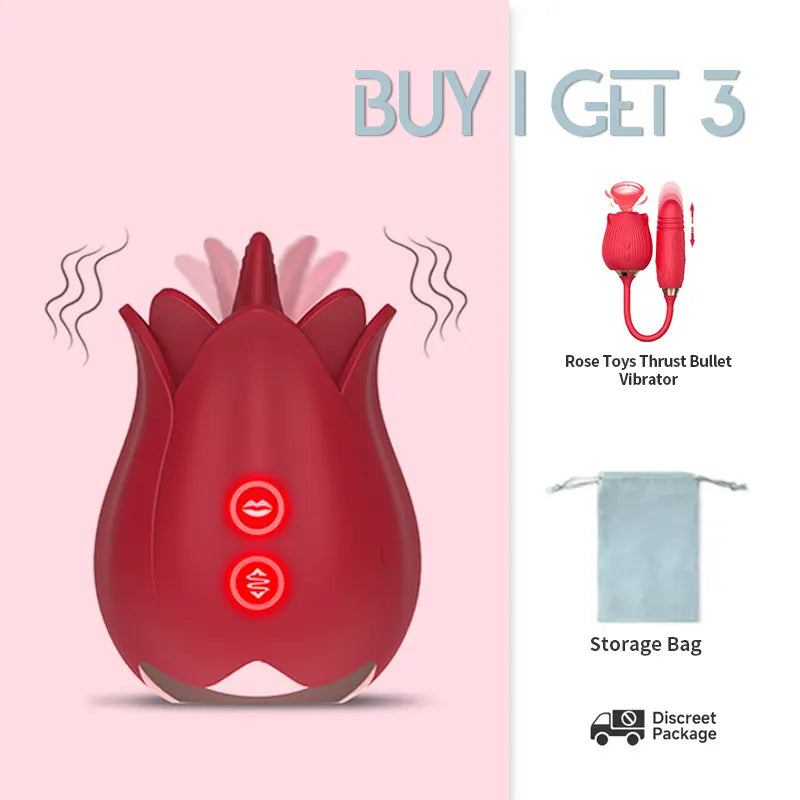 The Rose Toy with Tongue for Women Red