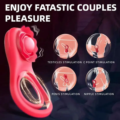 App-Controlled Rose Cock Ring – Clit &amp; Ball Stimulator
