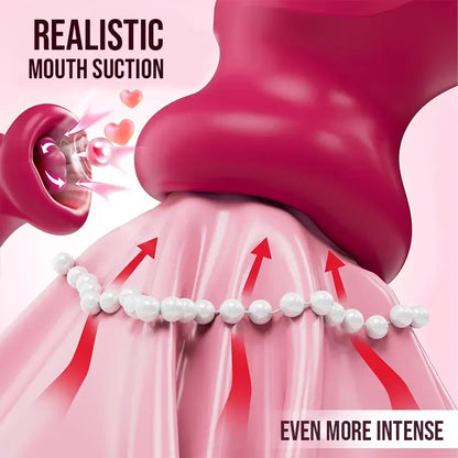 Round mouth rose sucking vibrator with vibrating tongue