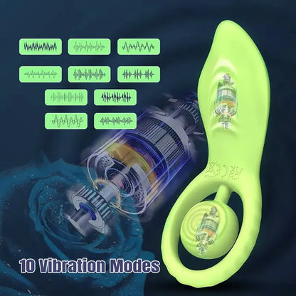 2-in-1 Remote Control Green Vibrating Couple&