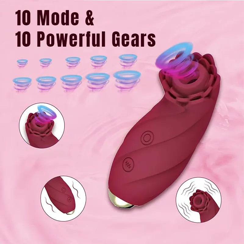 Rose Sucking Vibrating Head Precision Clitoral Stimulator