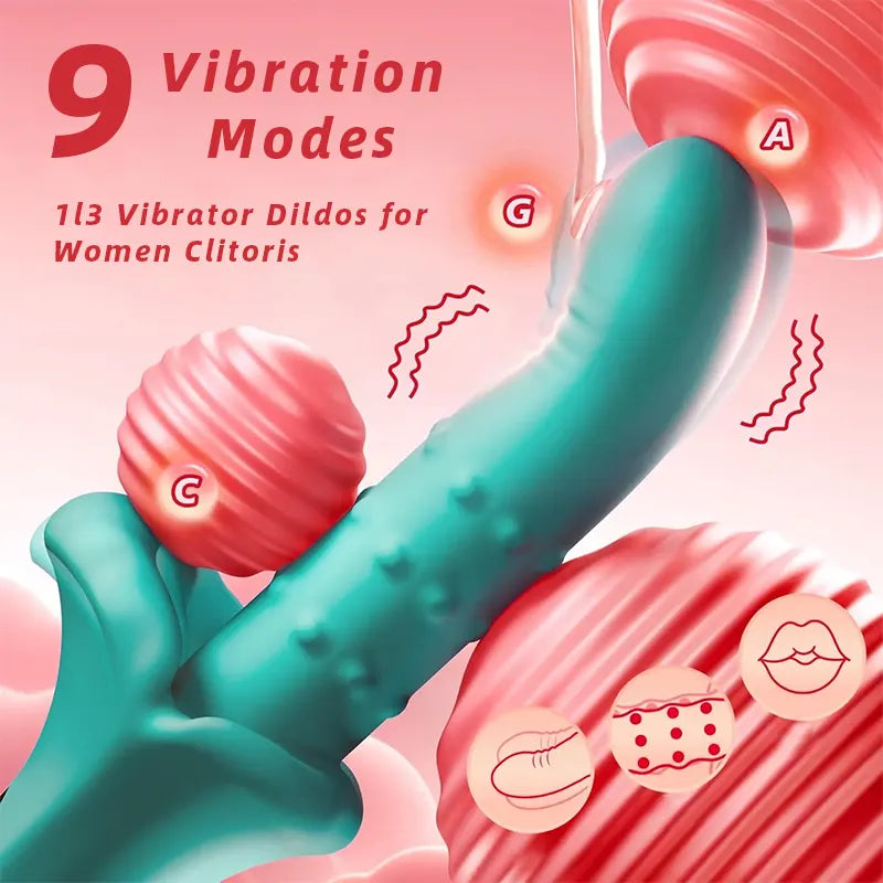 Dildo G-spot Vibrator Sex Toy for Women 9 Telescope Vibration Thrusts