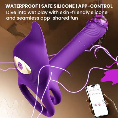 Remote-controlled penis ring with dildo, powerful vibration