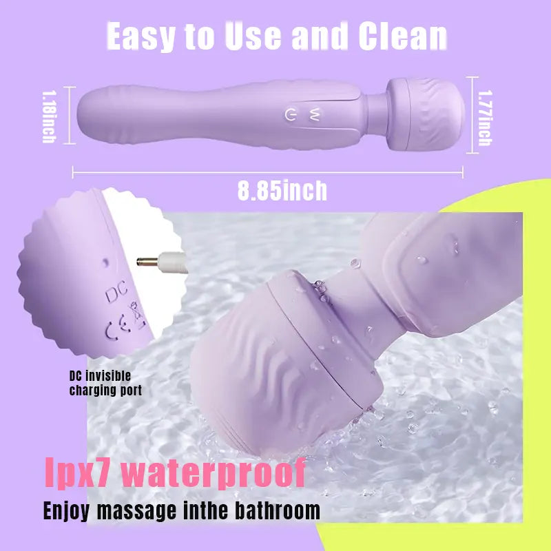 2-in-1 Purple Magic Wand Vibrator