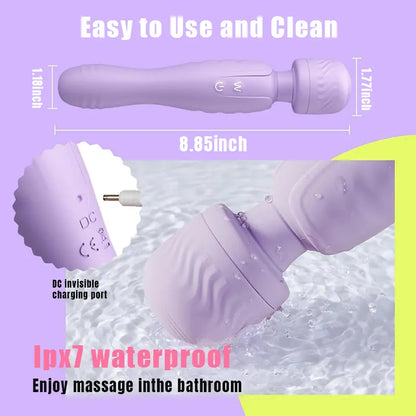 2-in-1 Purple Magic Wand Vibrator