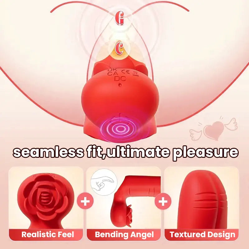 Tongue vibrator with rose-shaped mini suction vibrator
