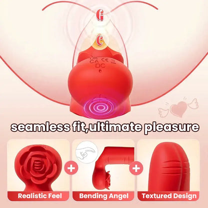 Tongue vibrator with rose-shaped mini suction vibrator