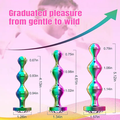 3-Piece Blue Gem Metal Anal Plug Set