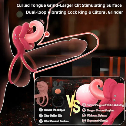 Rose Cock Ring, Clitoral Stimulator with a Realistic Tongue