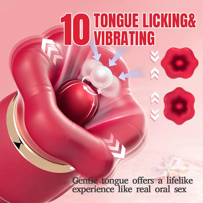 Rose Vibrator with Tail Dildo