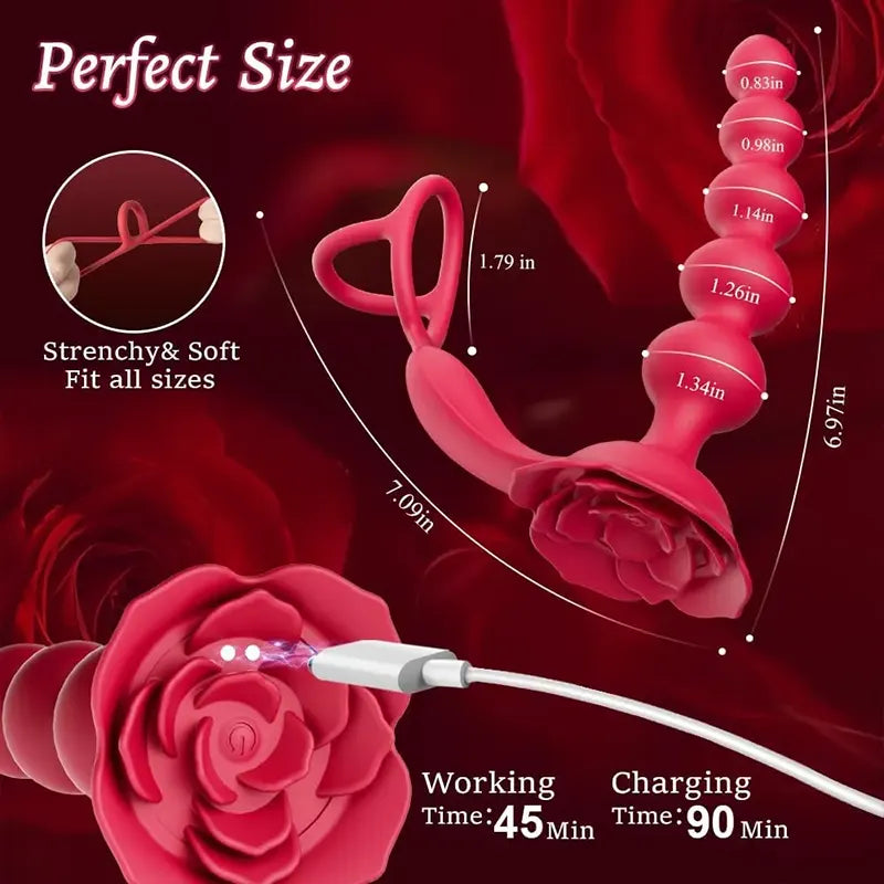Rose Prostate Vibrator with Remote