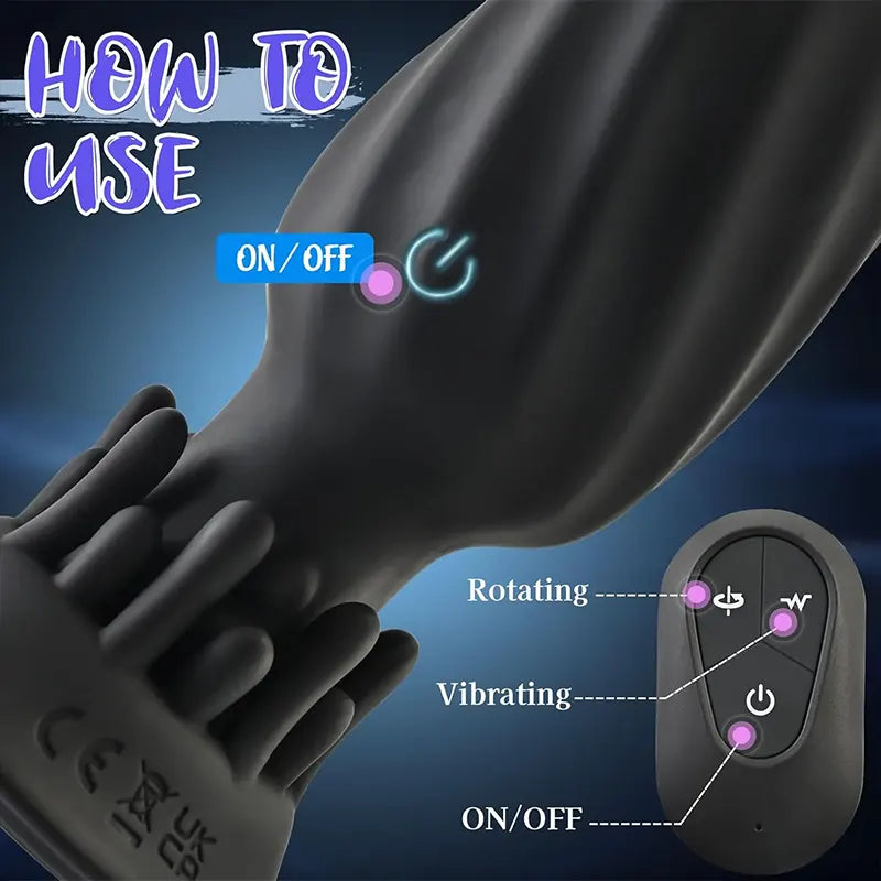 Rotating Vibrating Anal Plug with Remote