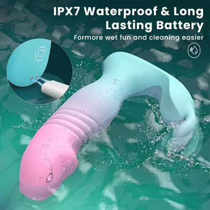 2-in-1 Rabbit Vibrator with 9 Thrust Dildos
