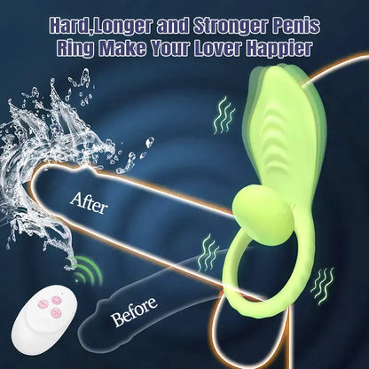 2-in-1 Remote Control Green Vibrating Couple&