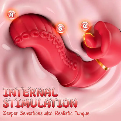 Rose tongue vibrator with nine modes and triple stimulation