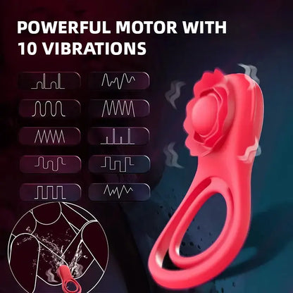 App-Controlled Rose Cock Ring – Clit &amp; Ball Stimulator