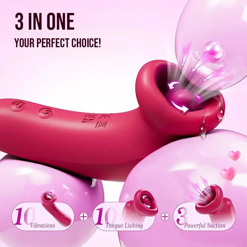 Round mouth rose sucking vibrator with vibrating tongue