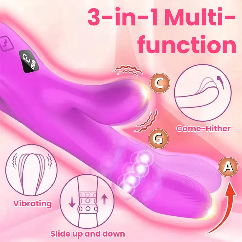 3-in-1 portable rabbit vibrator, cute purple appearance