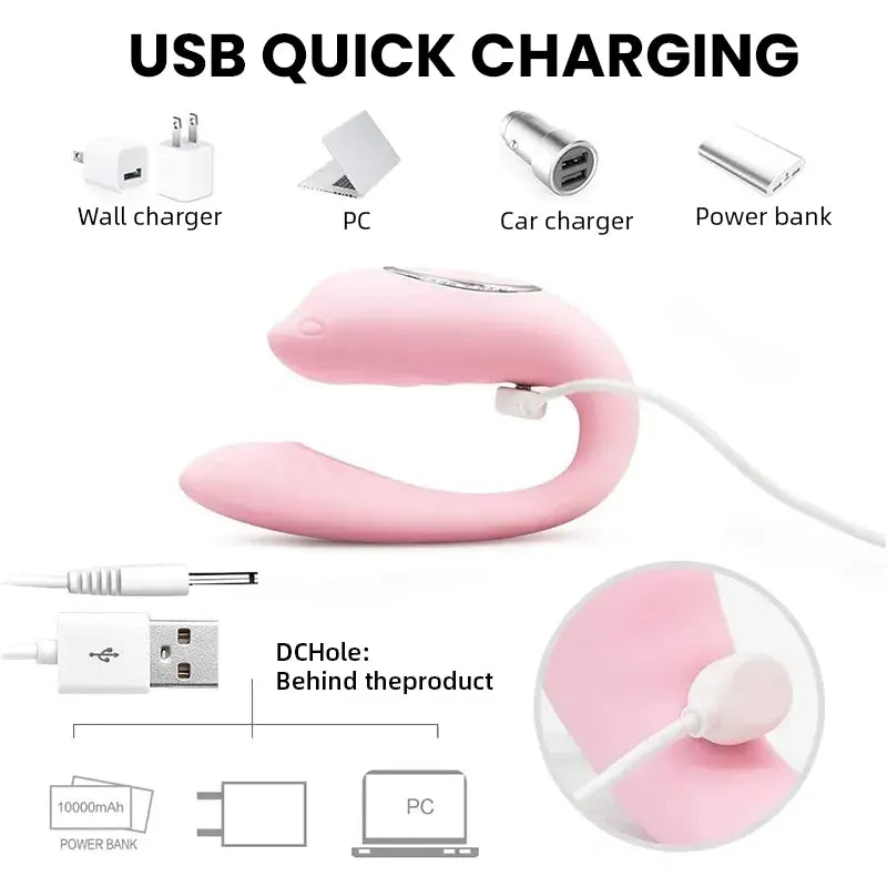 Pink double-headed sucking vibrator