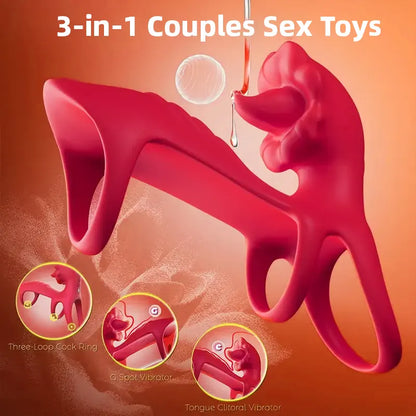Penis Ring with Rose Tongue Vibrator – App Enabled Sex Toy