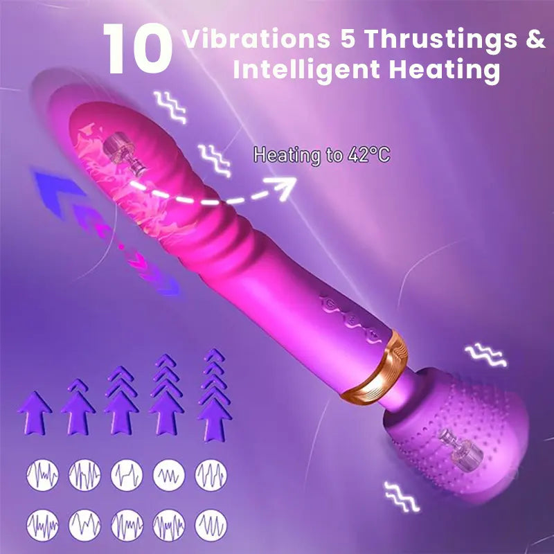 Scepter Vibrator with Thrust Dildo (with Heat Mode)
