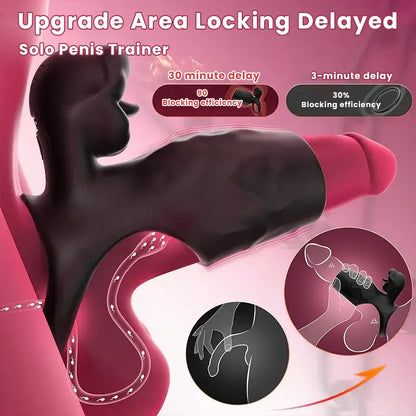 Tongue Licking Clit Stimulation Vibrating Cock Ring with Penis Sleeve