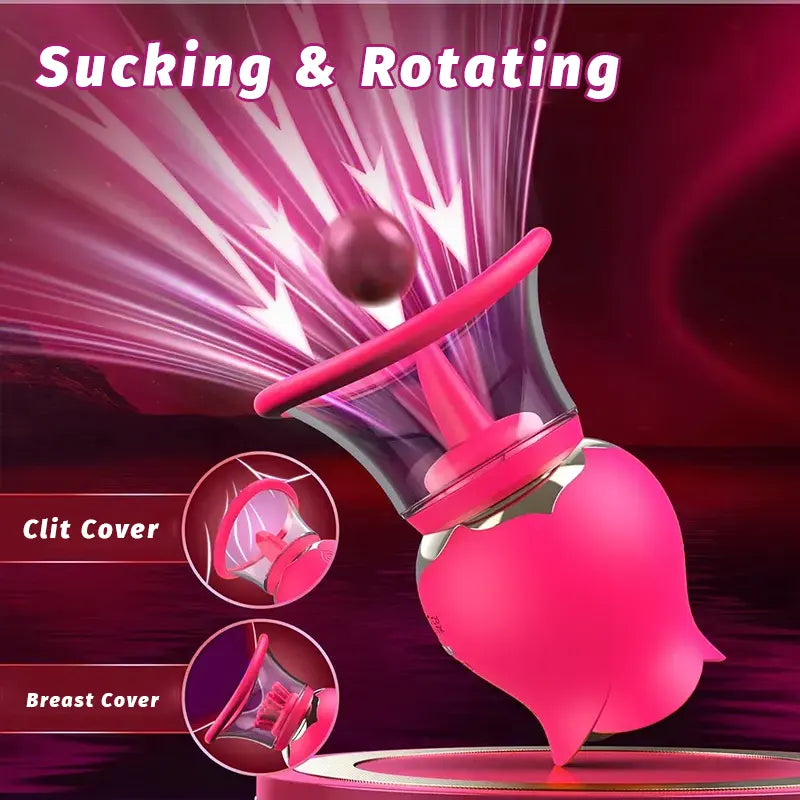 Tongue Rose Breast Pump Sucker Vibrator