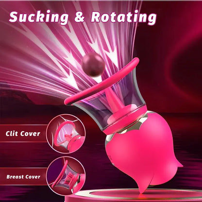 Tongue Rose Breast Pump Sucker Vibrator