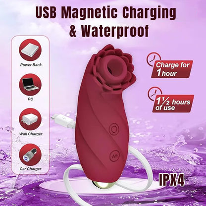 Rose Sucking Vibrating Head Precision Clitoral Stimulator