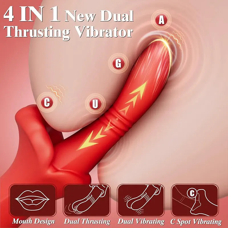 Thrusting Rabbit Vibrator with Lip Teaser