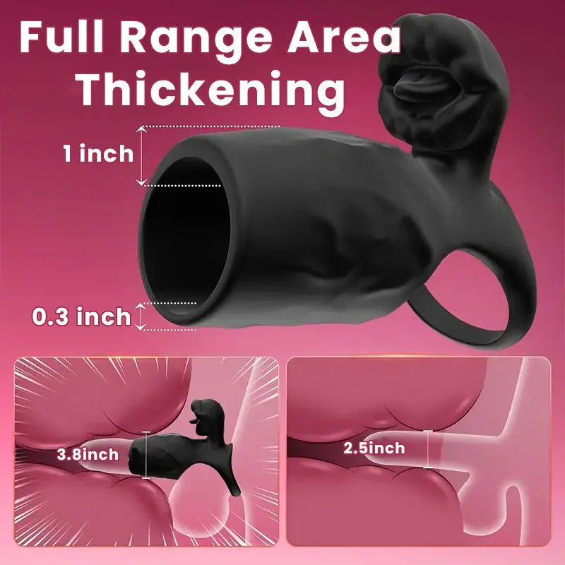 Tongue Licking Clit Stimulation Vibrating Cock Ring with Penis Sleeve