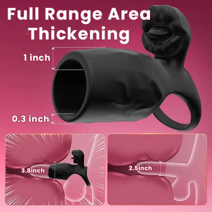 Tongue Licking Clit Stimulation Vibrating Cock Ring with Penis Sleeve