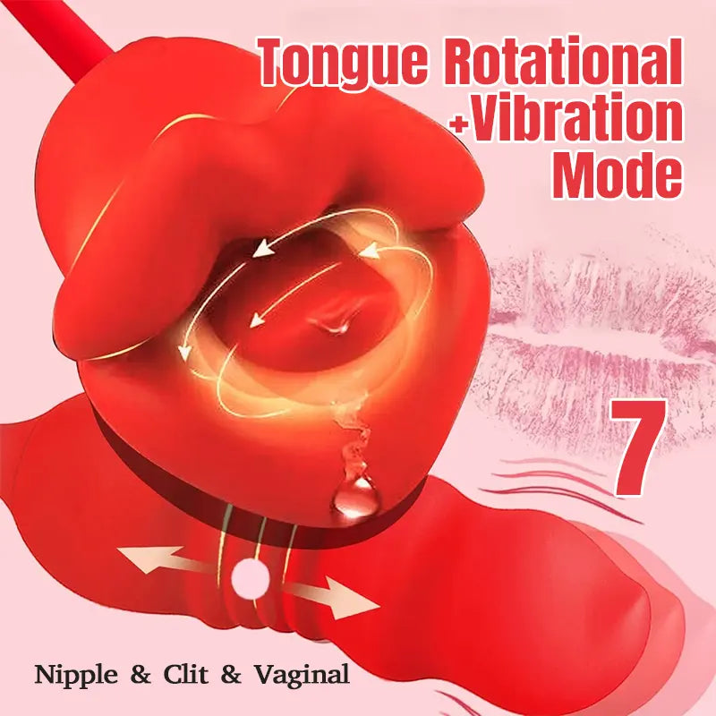 Rose Tongue &amp; Thrusting Vibrator for Women