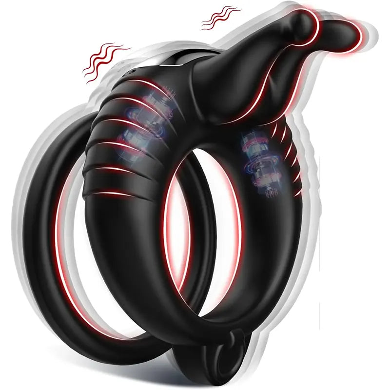 10-Mode Male Remote Vibrating cock Ring with Clit Stimulator