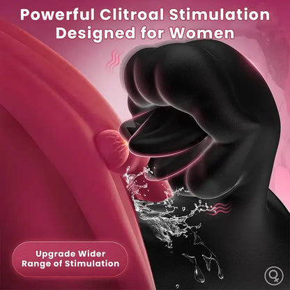 Tongue Licking Clit Stimulation Vibrating Cock Ring with Penis Sleeve