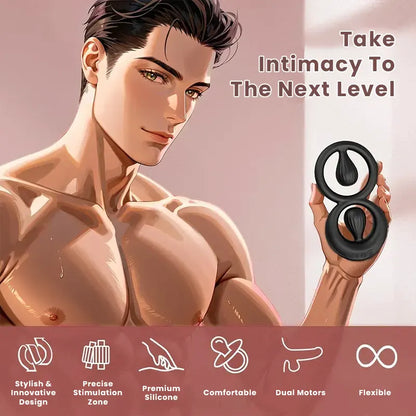 Silicone Vibrating Cock Ring with Dual Adjustable Beads