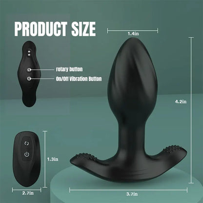 10-Mode Vibrating &amp; Rotating Anal Plug with Remote Control